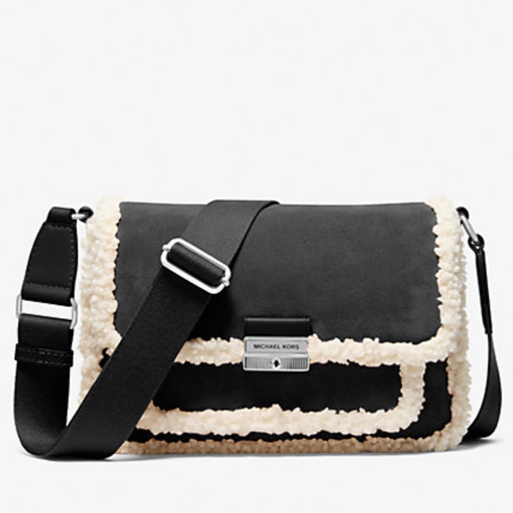 MICHAEL KORS Bradshaw Medium Suede and Faux Shearling Messenger Bag
Black
NWT - Picture 4 of 16
